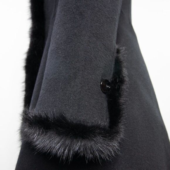Vintage Gothic style Black Coat wool‎ blend with Mink  fur - Picture 16 of 16